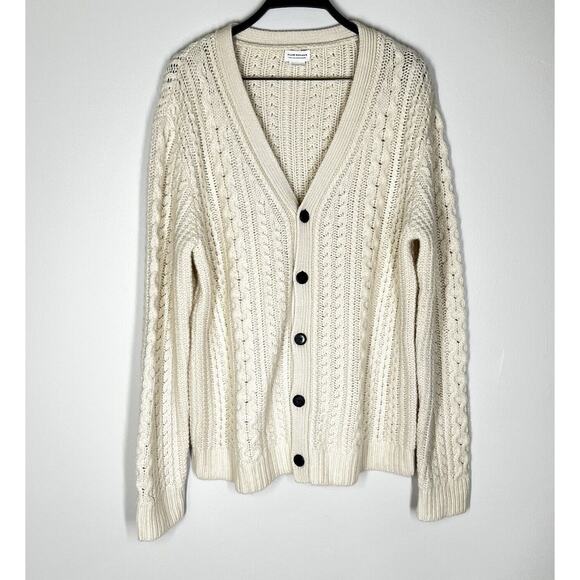 Club Monaco Sweaters - Club Monaco Sz M Itlalian Cashmere Chunky Cable Knit Cardigan Button Sweater